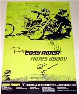 Easy Rider Cast x3 PP Signed Poster 12x8 Hopper Fonda