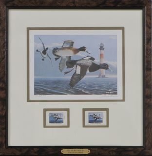   Hunting 2 Duck Stamps Print Lesser Scaup Lighthouse Bob Bolin