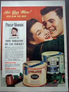 1945 Philip Morris Revelation Bond Street Pipe Tobacco for Him Vintage 