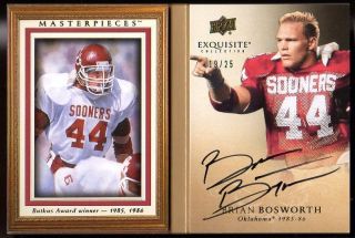 BRIAN BOSWORTH /25 $80+ OKLAHOMA BOOK AUTO 2011 UD EXQUISITE ON CARD 