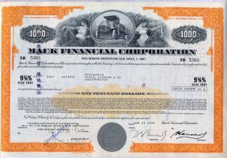 Mack Financial Corporation Bond Certificate Stock Truck