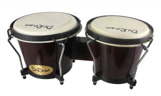 Dark Stained Hardwood Tunable Bongo Drums 7` & 8`