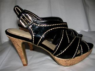 New Attention Black Peep Toe Shoes 4 Heels Womens Size 7