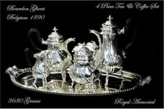 BOURDON GHENT: Antique Belgian .900 Silver Tea Coffee Service Rare 