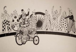 Carle Michel Boog Original Vintage Circus Illustration Drawing Ink 