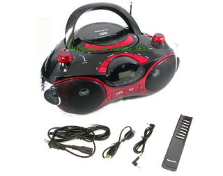 New Portable MP3 CD USB SD Aux Radio Boombox CD Player Red