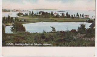 1905 Postcard Boothbay Squirrel Island in Background Maine Hand Tinted 