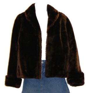 Vintage 60s Faux Fur Coat Beverley Braley Short Dark Brown Swing 