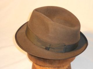 Vintage Borsalino Alessandria Fedora Hat from Palermo Pale Brown Gray 