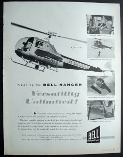 1957 Print Ad Bell Helicopter Versatility Unlimited