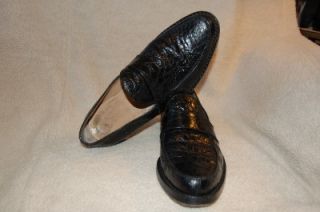 Excellent Condition Brass Boot Black Genuine Alligator Slip on Shoe 