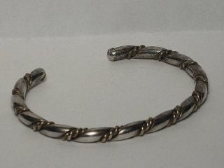 Vintage Twisted Silver Brass Cuff Bracelet