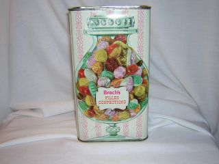    Antique Brachs 1930s 1940s Filled Confections Candy Tin Can Pry Lid