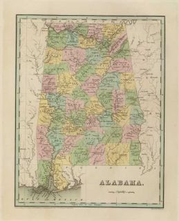 1838 Bradford Map Atlas Genealogy History Treasure Hunting Alabama 32 