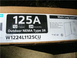 Siemens W1224L1125CU 125 Amp Breaker Box Load Center