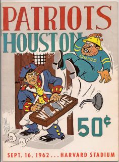 1962 Boston Patriots Oilers AFL Program Pats Win Home Opener