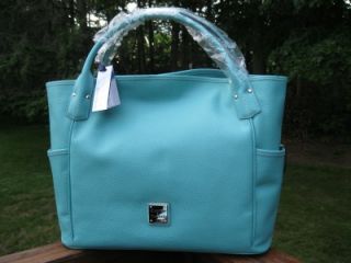 Dooney Bourke D B Kristen Large Calf Leather Turquoise Tote Bag Purse 