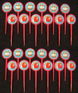 24 Its A Strike Bowling Cupcake Picks Party Supplies Hors DOeuvre 