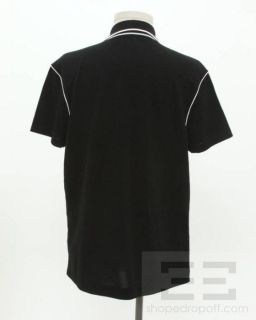   Mens Black White Cotton Short Sleeve Bowling Shirt Size XL