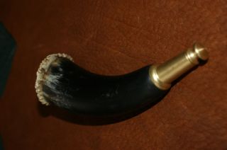Custom Made Black Powder Horn Antler Brass Spout for short hunting 