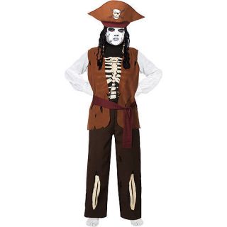 Halloween Skeleton Pirate Boys Costume 10 12 Plus