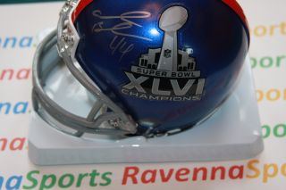Ahmad Bradshaw Autographed New York Giants Riddell Mini Helmet PSA 