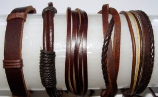 Fashion Leather Bracelets 5 Adjustable Brown Designs