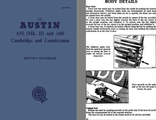   Austin A55 (Mk. II) and A60 Cambridge and Countryman Drivers Handbook