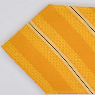 100 New BRIONI Tie Men Silk Yellow Gold Stripe Authentic Men Clothes 