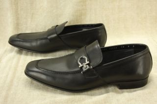 Salvatore Ferragamo Bramante Black Leather Penny Loafers Shoes 8 $595 