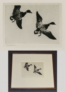   Frank Benson sporting etching, Flying Brant, 1925, pencil signed