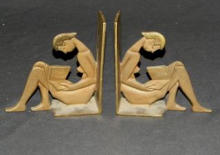 vintage very art deco solid brass bookends french the