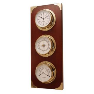 New Brass Nautical Weather Station w Clock Barometer Thermo Boat Home 