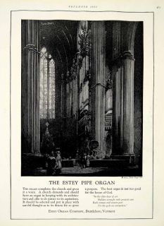 1922 Ad Estey Pipe Organ Brattleboro Vermont Cathedral Musical 