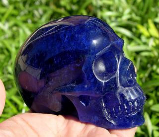 XXXL Deep Blue Cherry Quartz Crystal Skull Healing Skeleton