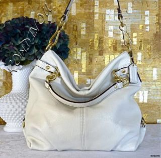 Coach Stunning White Brooke Large Leather Limited Style Hobo Tote Bag 