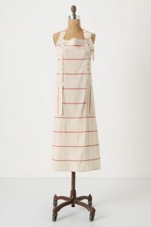 Anthropologie Brenton Apron Perfect Form Function Beige Red Striped 