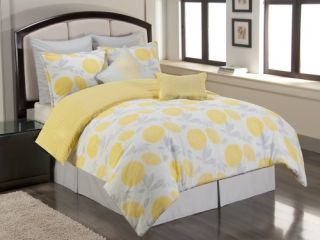 Sunset and Vine Briar Cliff 6 Piece XL Twin Comforter Set Yellow Grey 