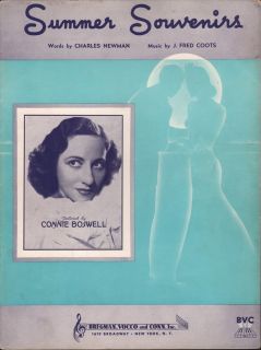 1938 Connie Boswell Featured Jazz Song Summer Souvenirs J Fred Coots C 