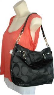 Coach $298 Brooke Black Signature Sateen Shoulder Bag Handbag F17183 