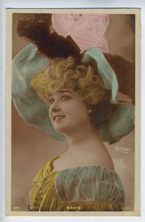 Edwardian Theater Lady Old 1910s Photo Postcard Mante