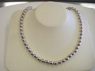 VINTAGE~MEXICO (TM 93) STERLING SILVER 8.5MM 20 BEAD NECKLACE
