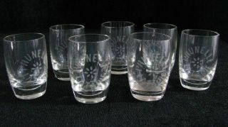 Antique Etched Prunelle Latapie Cordial Liquor Shot Glasses Set of 7 