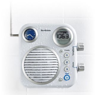 brookstone water resistant shower radio am fm start every day with our 