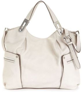 MICHAEL KORS BROOKTON LARGE LEATHER EAST WEST TOTE Vanilla White