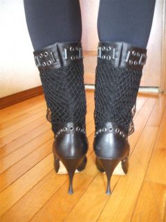Brian Atwood Italy Couture Designer Black Leather Womens Boots EUR 39 