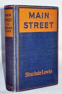 Main Street Sinclair Lewis 1920 1st 1st First Issue  U S 