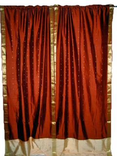 Brown Window Curtain Drape Artsilk Sari Curtains Drapes Panel 96