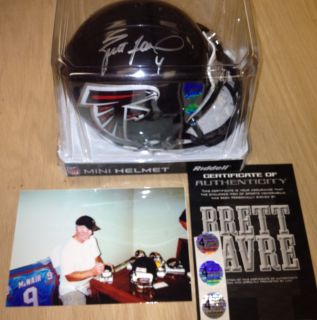 Brett Favre Signed Falcons Mini Helmet NFL Origanal Autographs, Atlana 