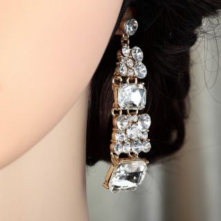   Rhinestone Baguette Crystal Wedding Bridal Necklace Set Clear